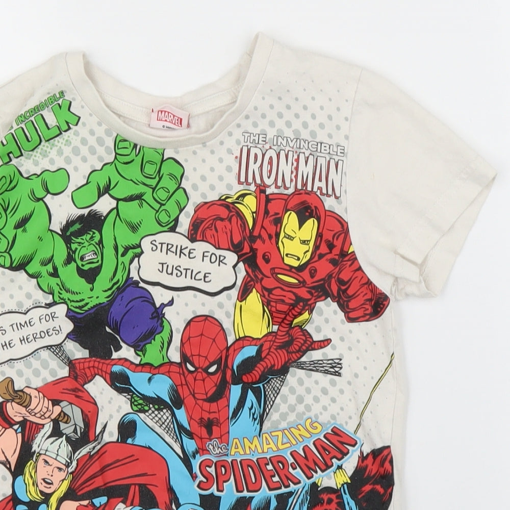 Marvel Boys White   Basic T-Shirt Size 9 Years