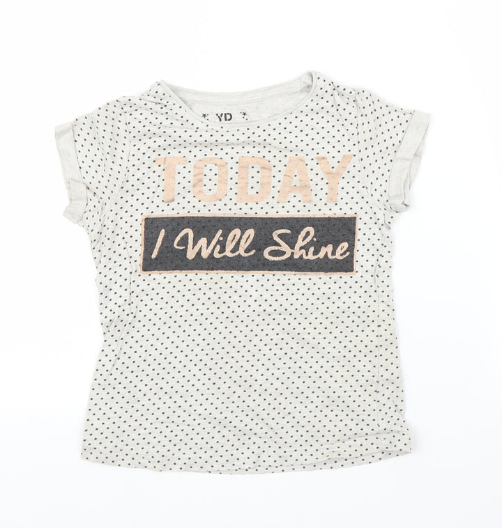 Young Dimension Girls Grey   Basic T-Shirt Size 7-8 Years