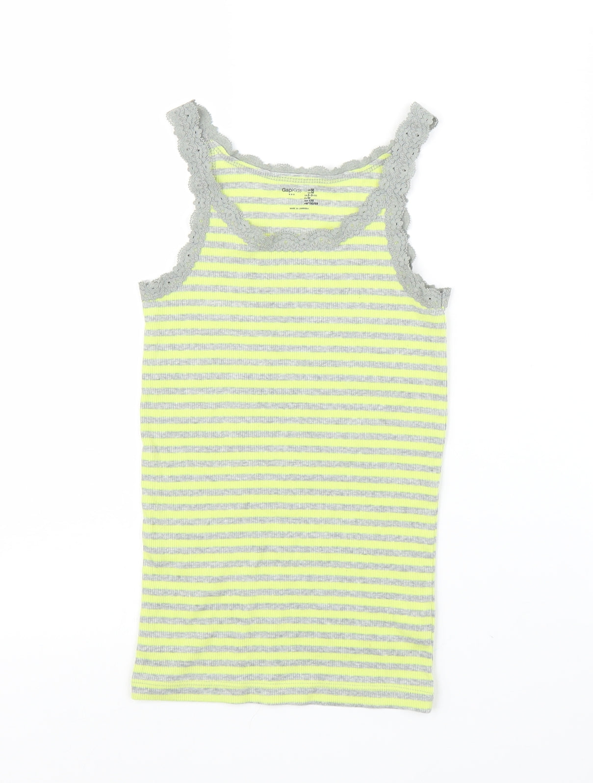 Gap Girls Yellow Striped  Basic Tank Size 8-9 Years