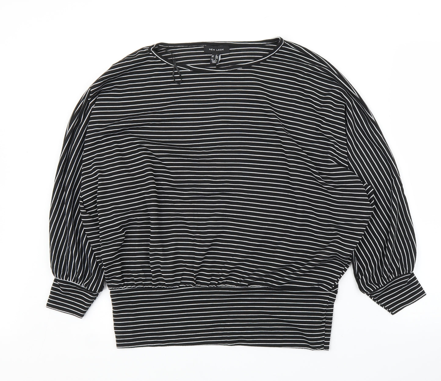 New Look Womens Black Striped  Basic Blouse Size M