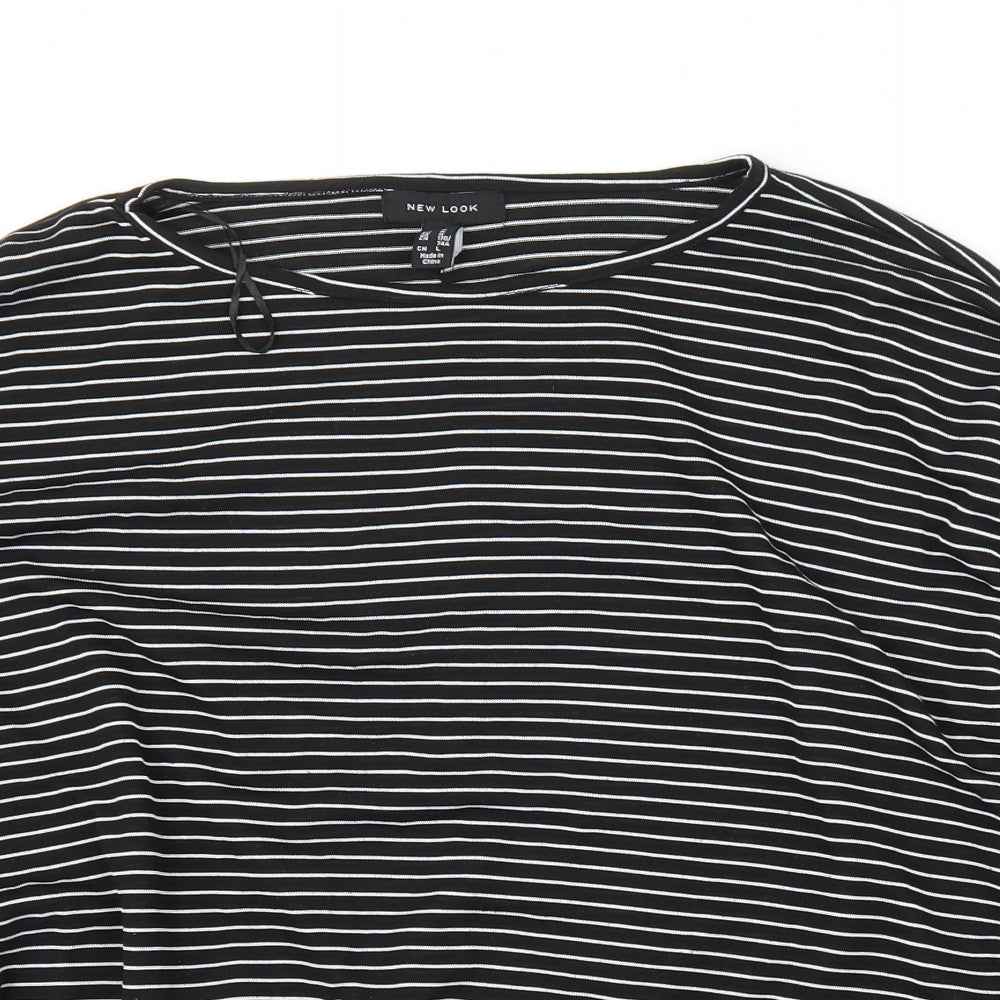 New Look Womens Black Striped  Basic Blouse Size M