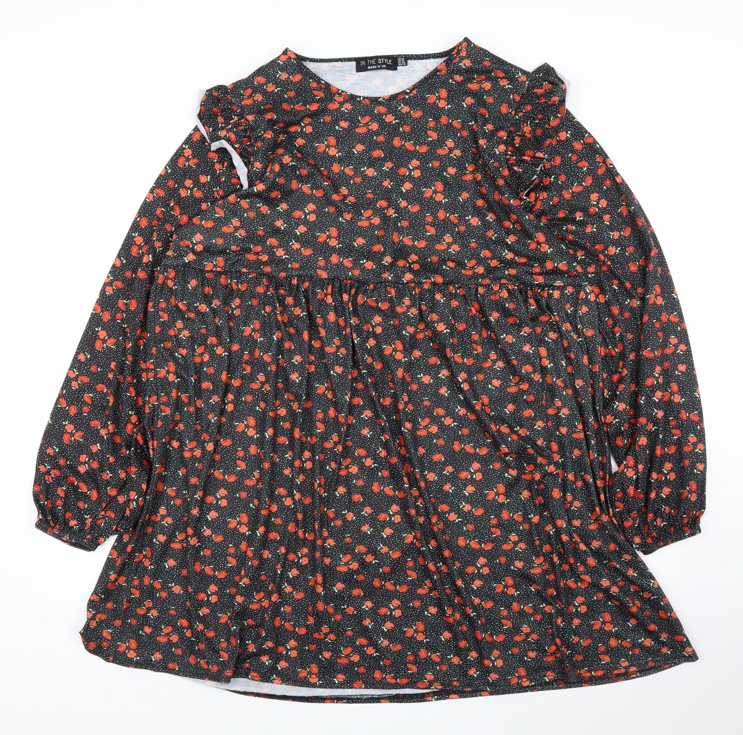 In the Style Womens Black Floral  Tunic Blouse Size 16
