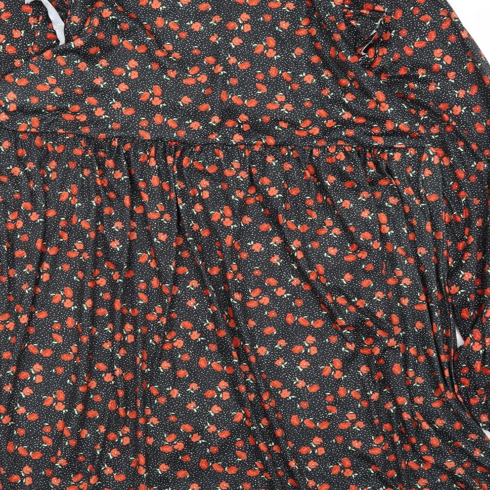 In the Style Womens Black Floral  Tunic Blouse Size 16