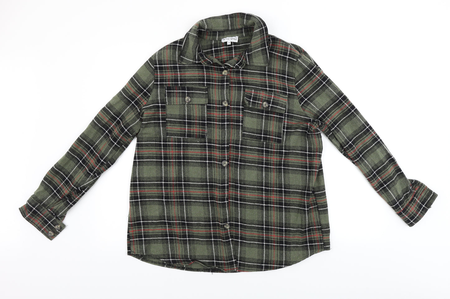 In the Style Womens Green Check  Basic Button-Up Size 18