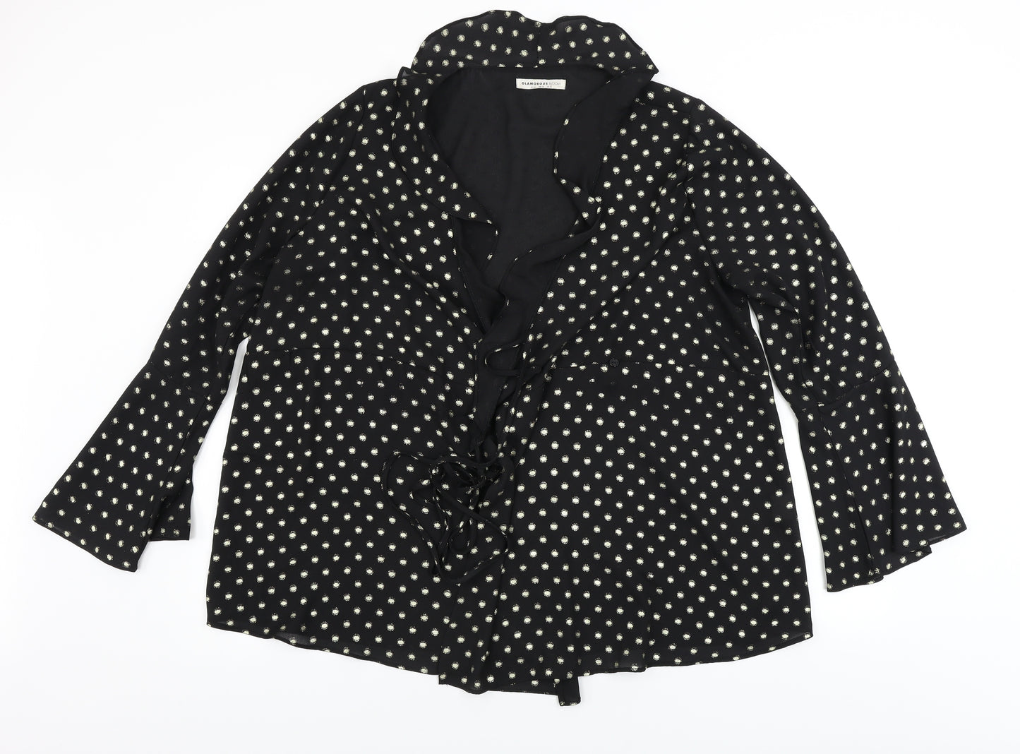 glamarous  Womens Black Polka Dot  Basic Blouse Size 14
