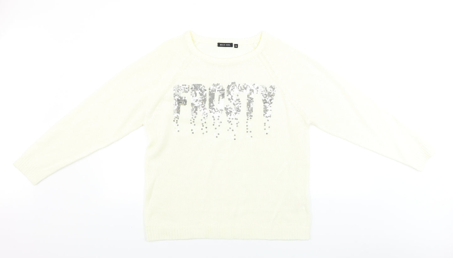 Brave Soul Womens Ivory   Pullover Jumper Size 16