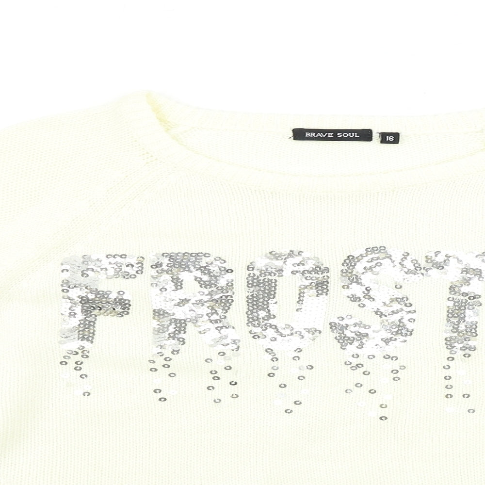 Brave Soul Womens Ivory   Pullover Jumper Size 16