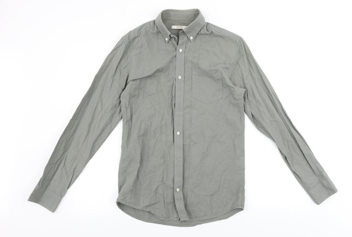 Premium Mens Grey Button-Up Size S