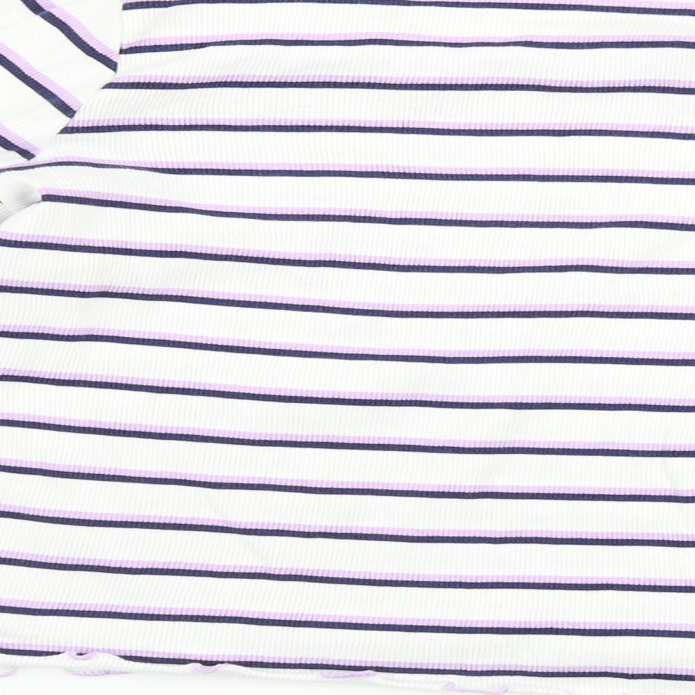Marks and Spencer  Girls White Striped  Basic T-Shirt Size 11-12 Years