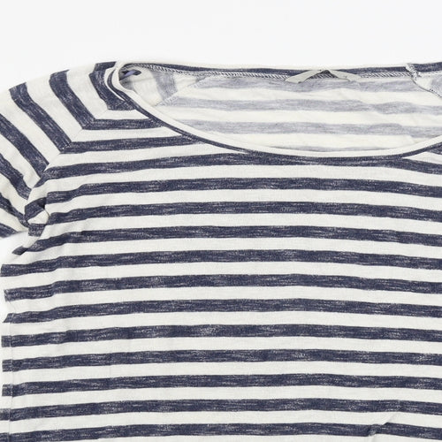 TU Womens Blue Striped  Basic T-Shirt Size 14