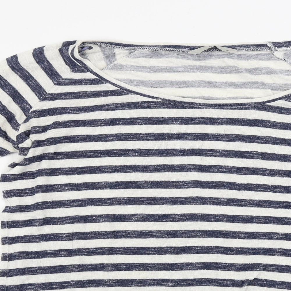 TU Womens Blue Striped  Basic T-Shirt Size 14