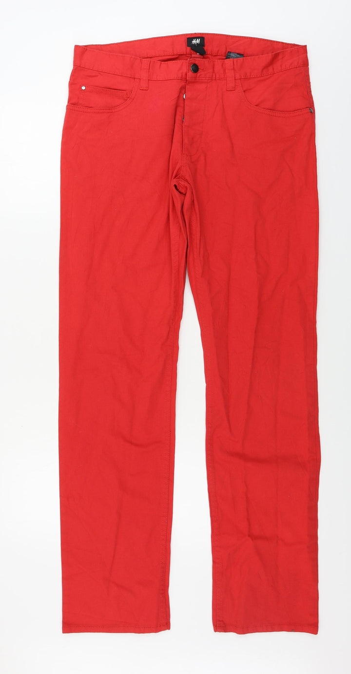 H&M  Womens Red   Trousers  Size 34 in L31 in