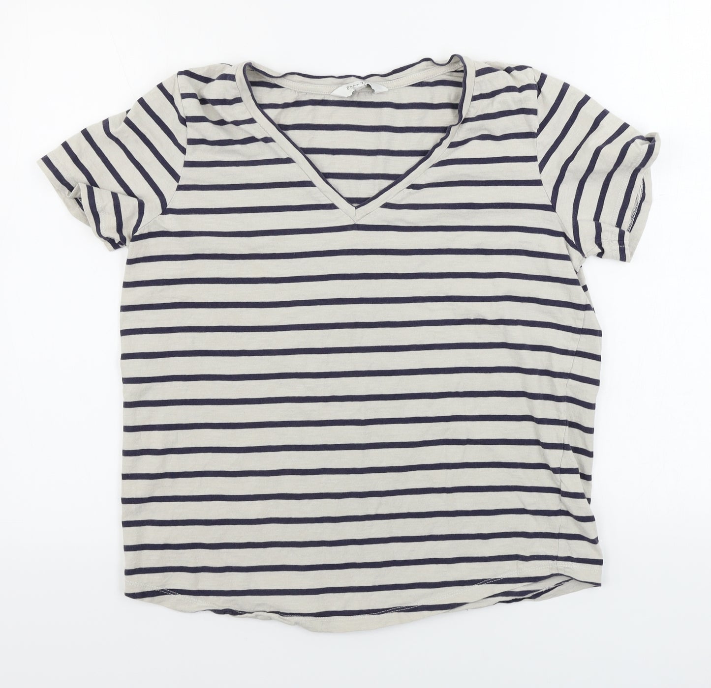 Part Two  Womens White Striped  Basic T-Shirt Size L