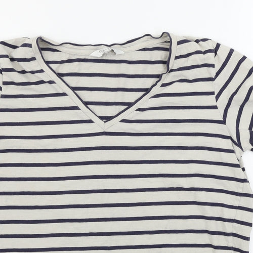 Part Two  Womens White Striped  Basic T-Shirt Size L