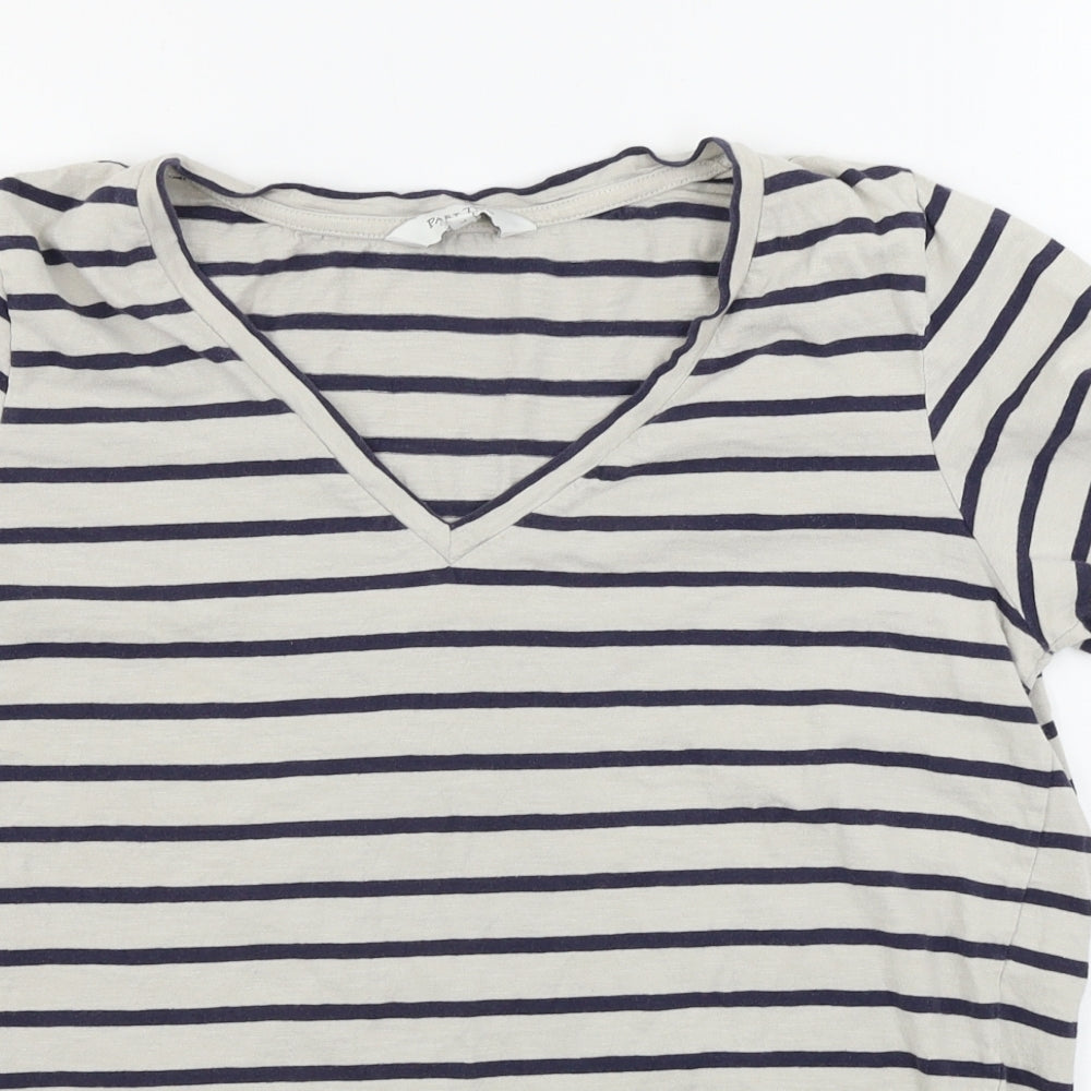Part Two  Womens White Striped  Basic T-Shirt Size L