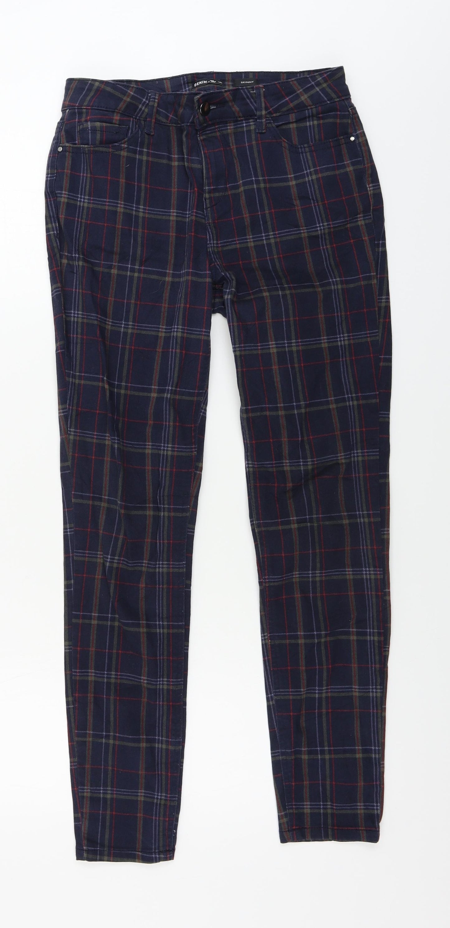 TU Womens Blue Check  Trousers  Size 10 L25 in