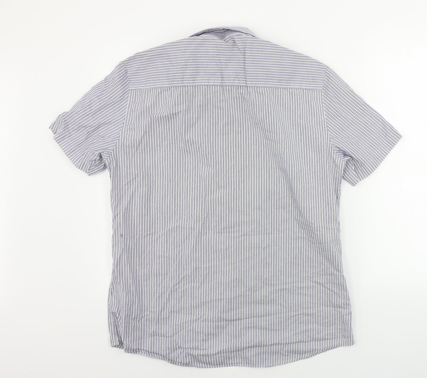 H&M  Mens White Striped   Button-Up Size L