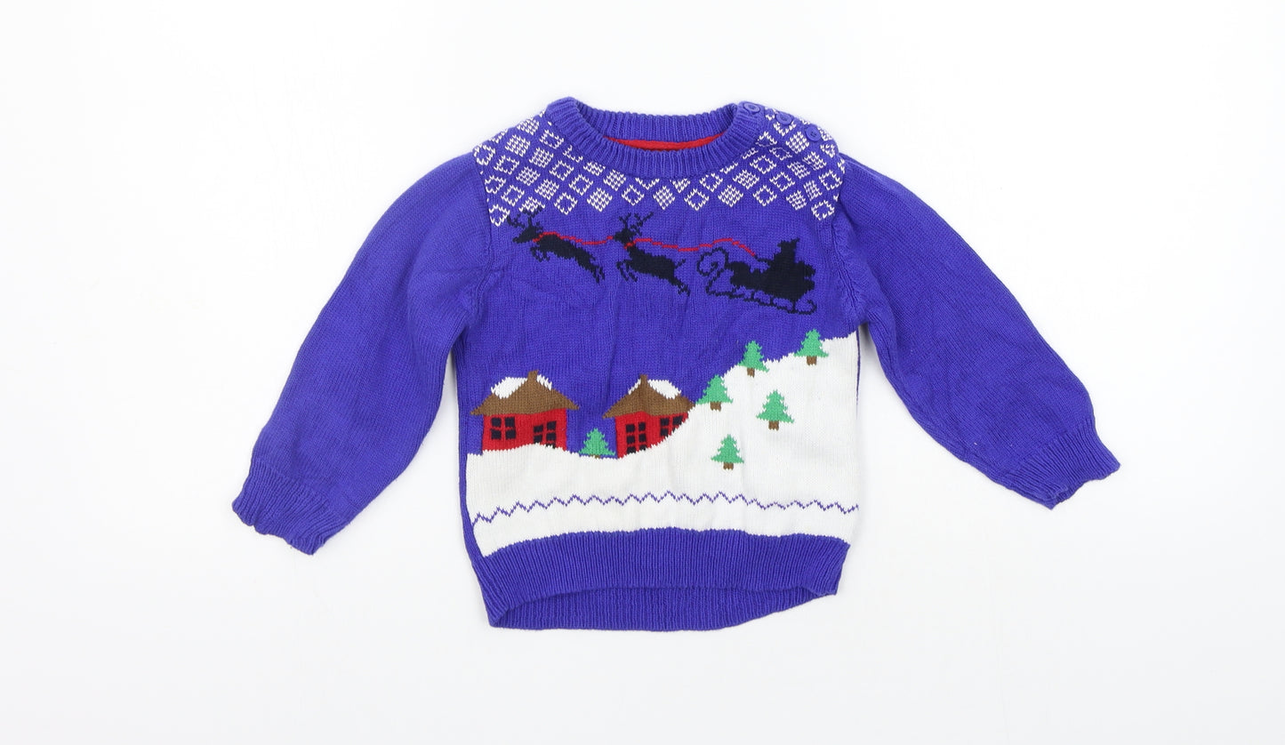 Primark Boys Blue   Pullover Jumper Size 18-24 Months  - CHRISTMAS