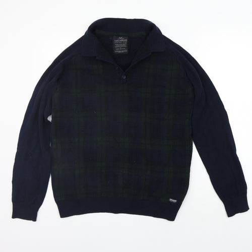 THREADABLE Mens Blue Fair Isle  Pullover Jumper Size L