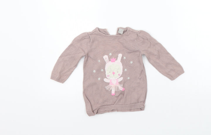 TU Girls Pink   Pullover Jumper Size 3-6 Months  - bunny