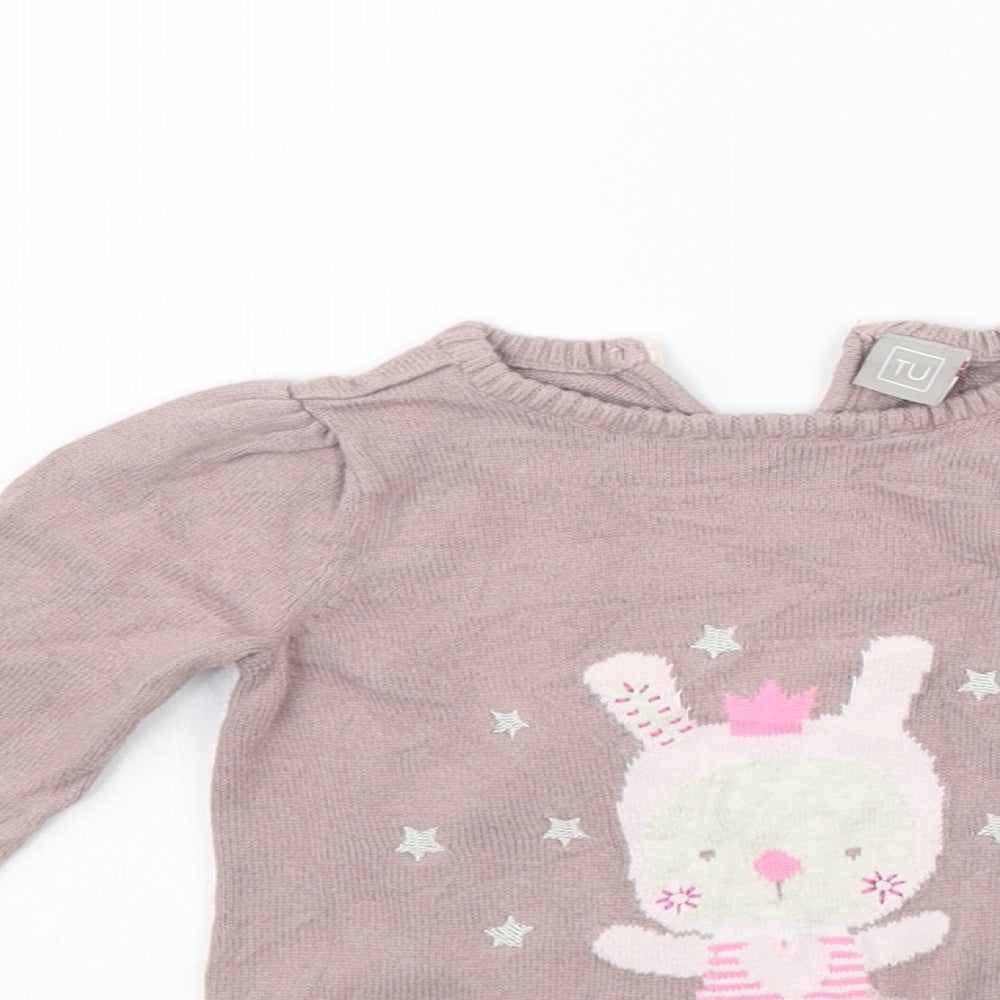 TU Girls Pink   Pullover Jumper Size 3-6 Months  - bunny