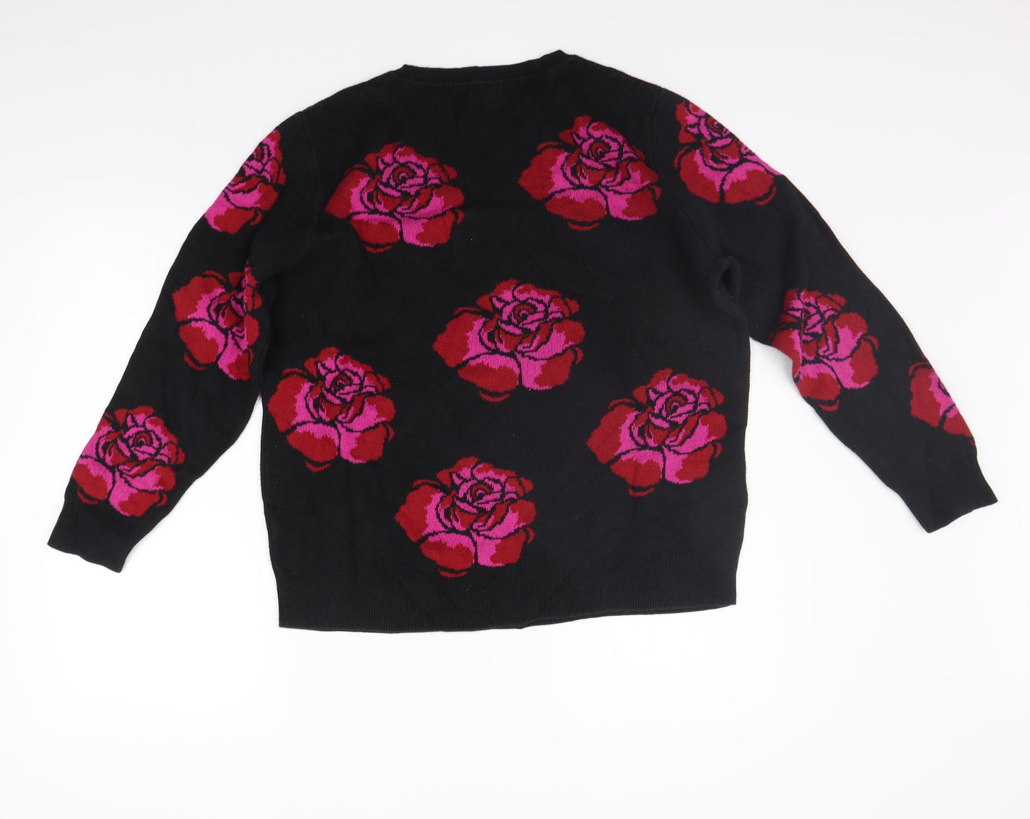 BONMARCHE Womens Black Floral  Pullover Jumper Size 16