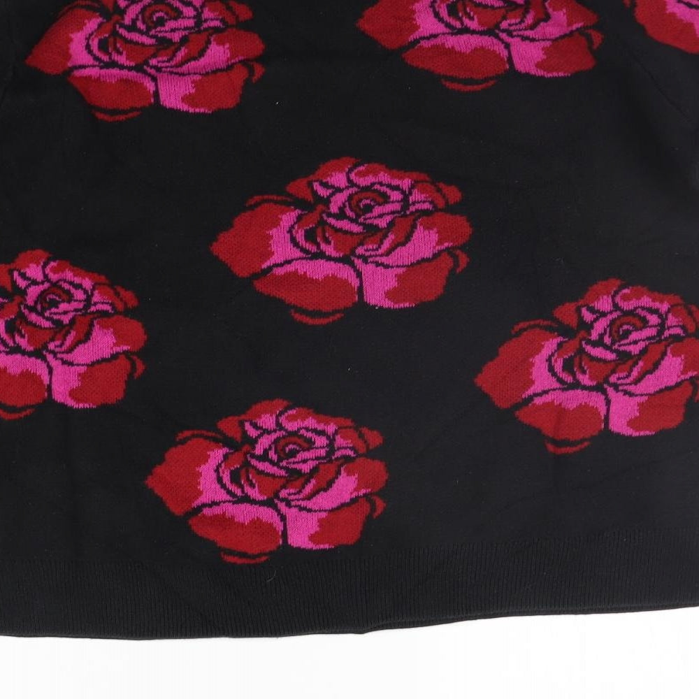 BONMARCHE Womens Black Floral  Pullover Jumper Size 16