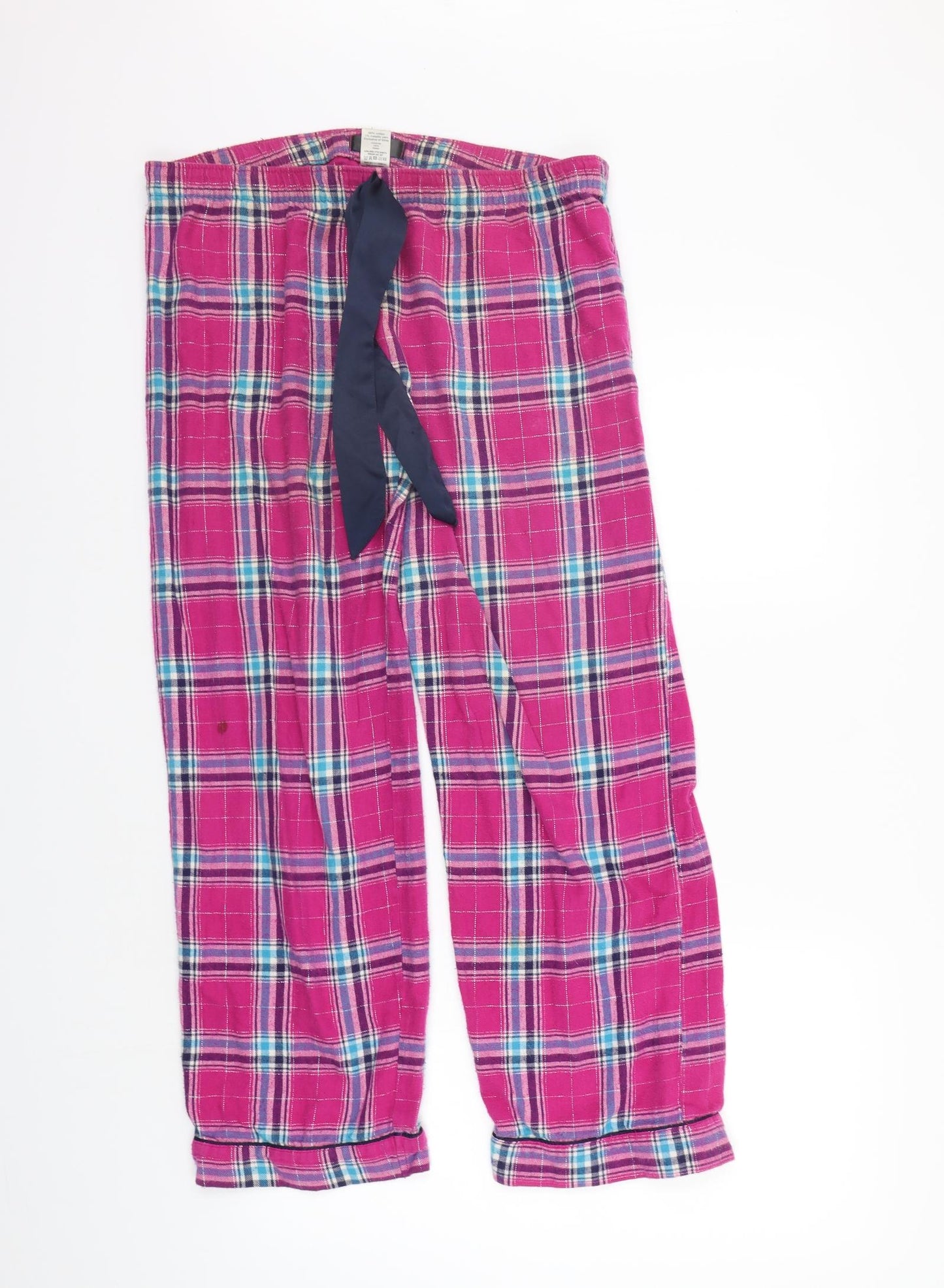 F&F Womens Pink Check  Top Pyjama Pants Size 10