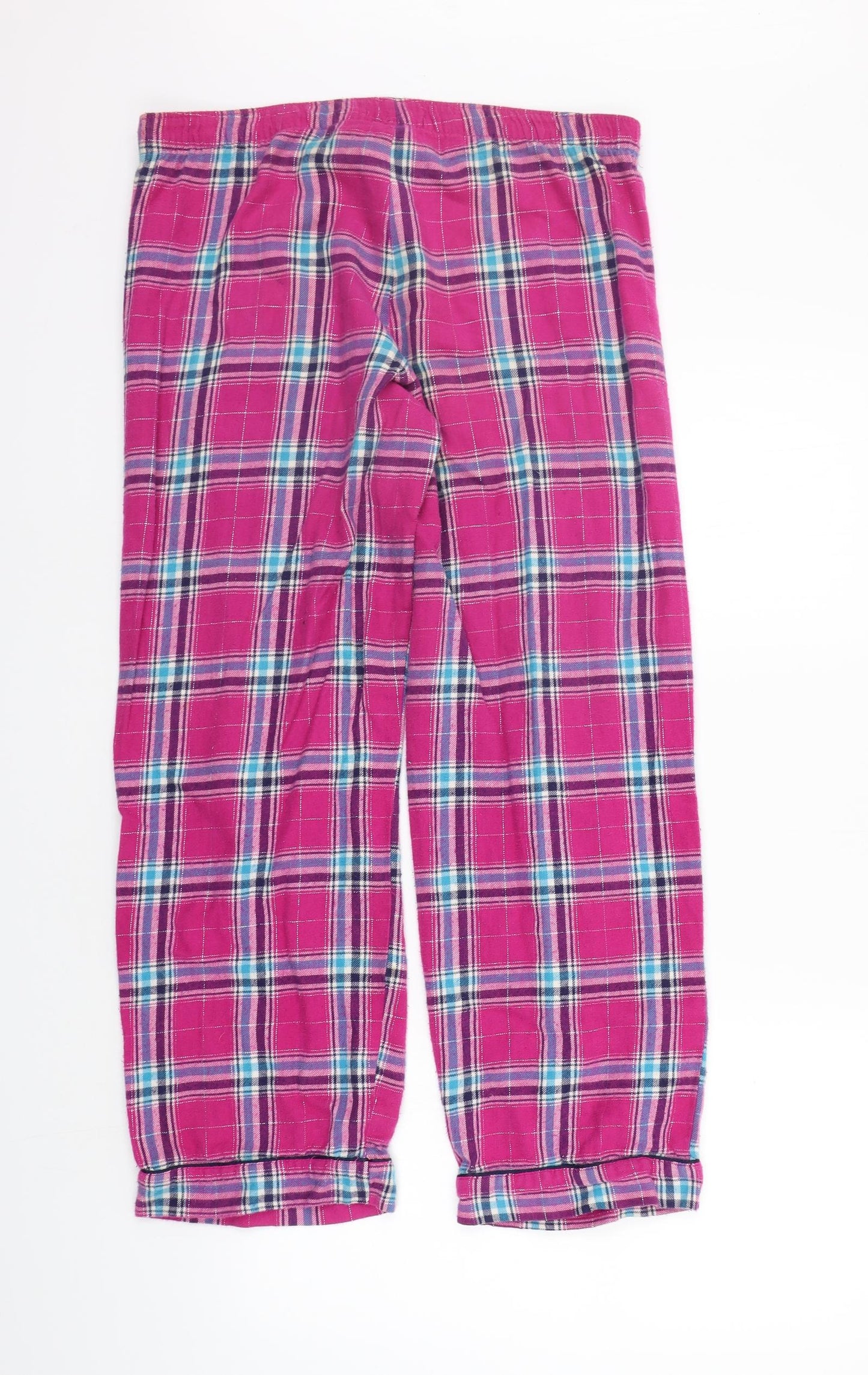 F&F Womens Pink Check  Top Pyjama Pants Size 10