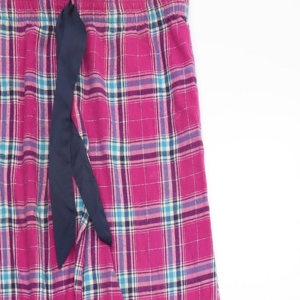 F&F Womens Pink Check  Top Pyjama Pants Size 10