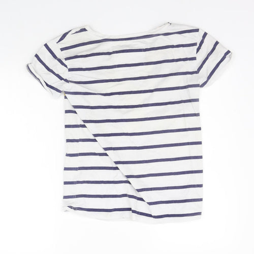 NEXT Womens White Striped  Basic T-Shirt Size 8  - sun flower