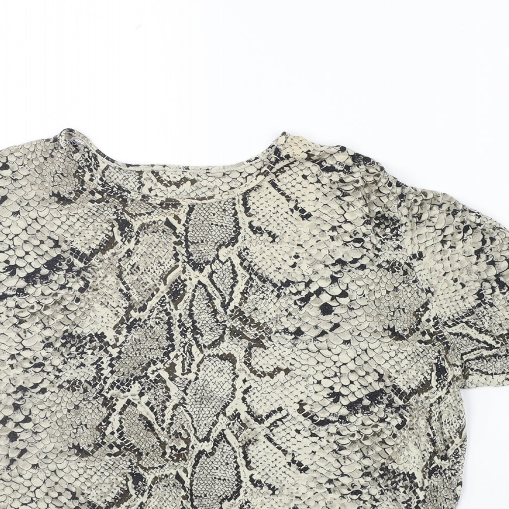 Marks and Spencer Womens Beige Animal Print  Basic T-Shirt Size 16