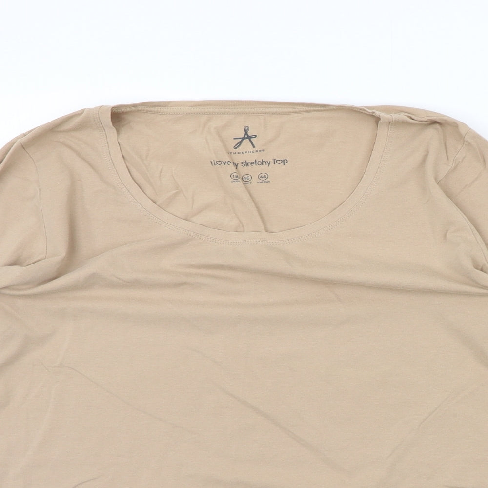 Atmosphere Womens Beige   Basic T-Shirt Size 18