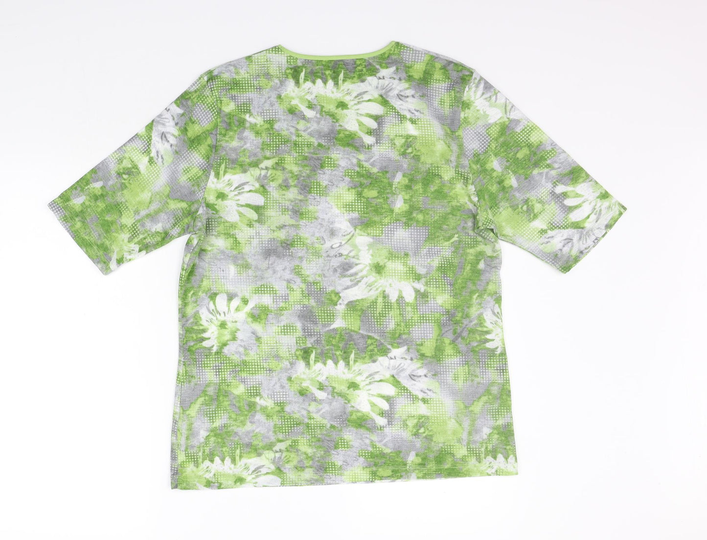 TIGI Womens Green Floral  Basic T-Shirt Size 14