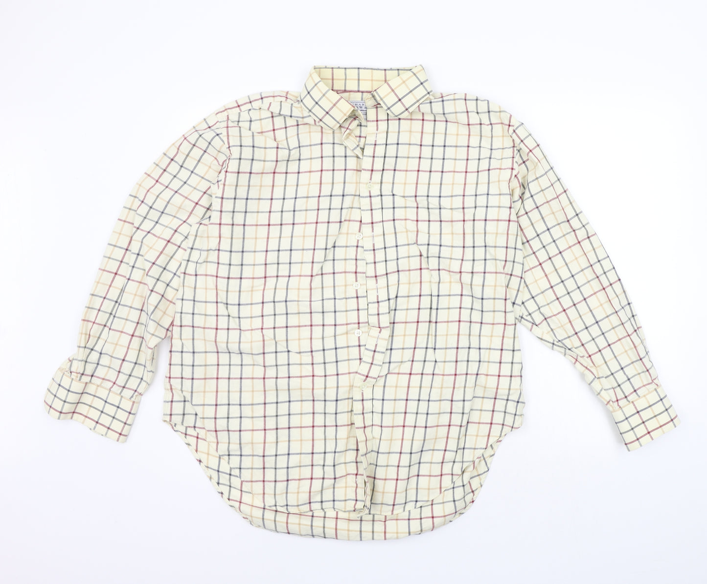 Charles Tyrwhitt Mens Yellow Check   Button-Up Size 16.5