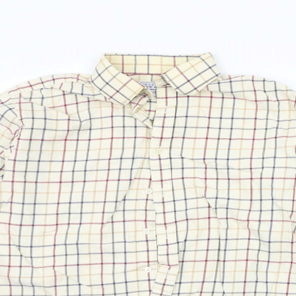 Charles Tyrwhitt Mens Yellow Check   Button-Up Size 16.5
