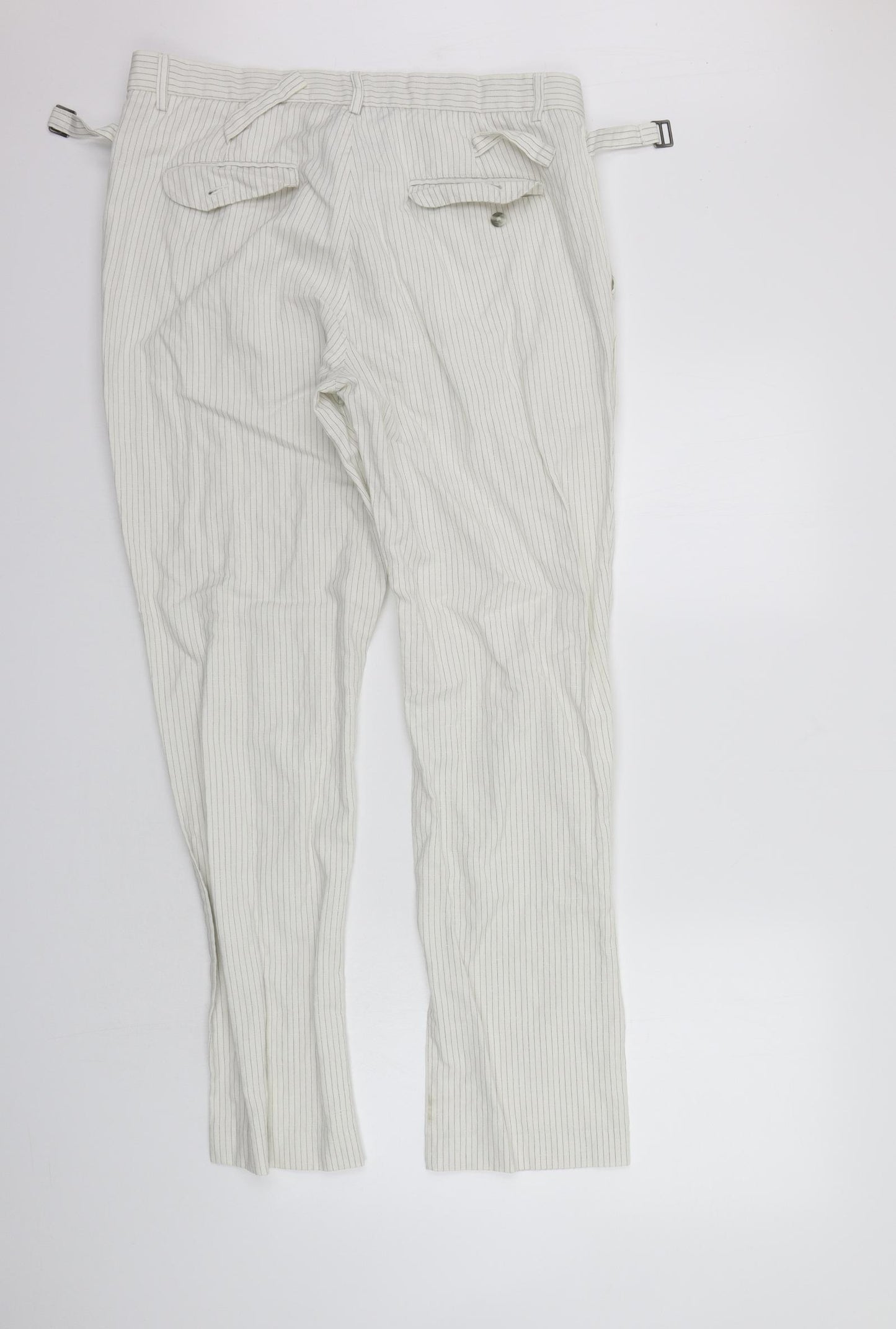 deniem co Womens White Striped  Trousers  Size 33 in L29 in
