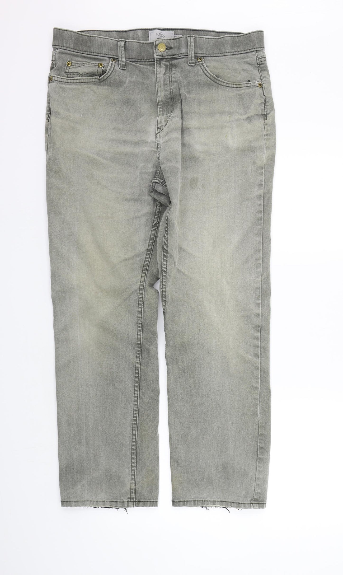 Marks and Spencer Mens Grey   Straight Jeans Size 34 in L29 in