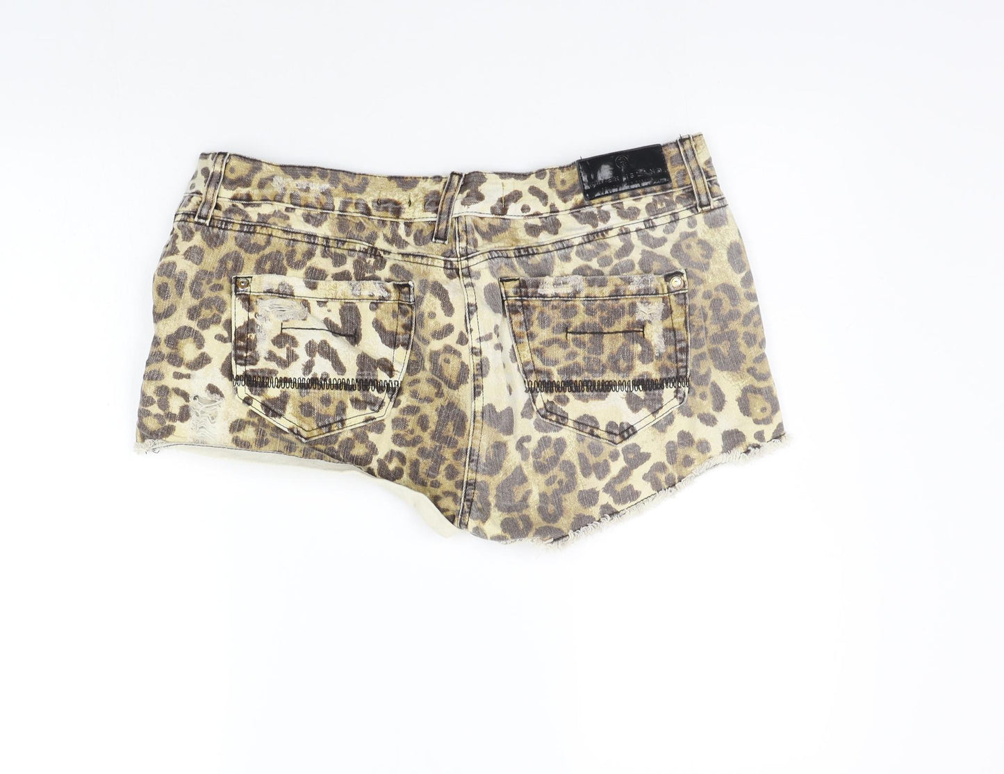 River Island Womens Beige Animal Print  Cut-Off Shorts Size 16