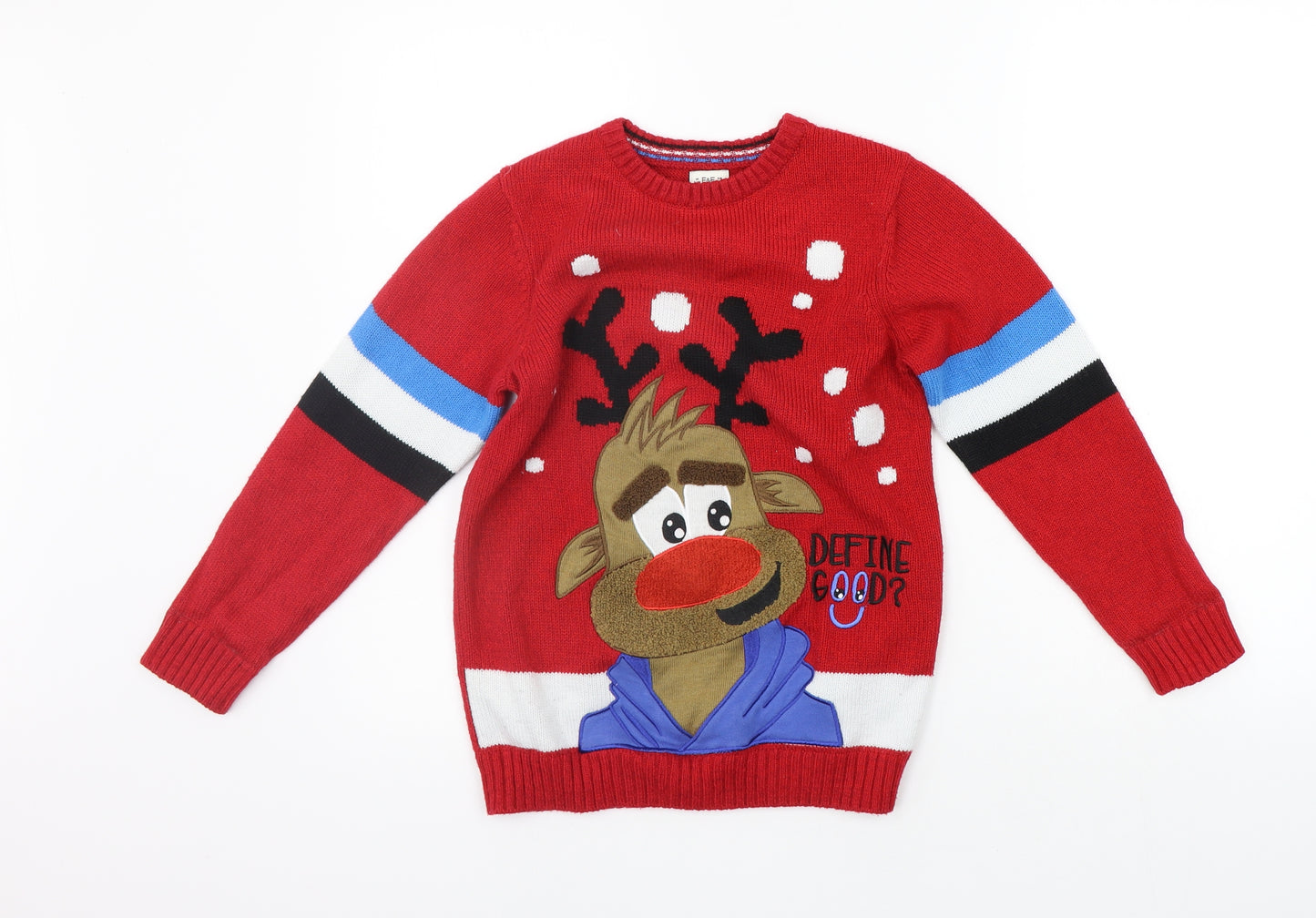 F&F Boys Red   Pullover Jumper Size 9-10 Years  - christams