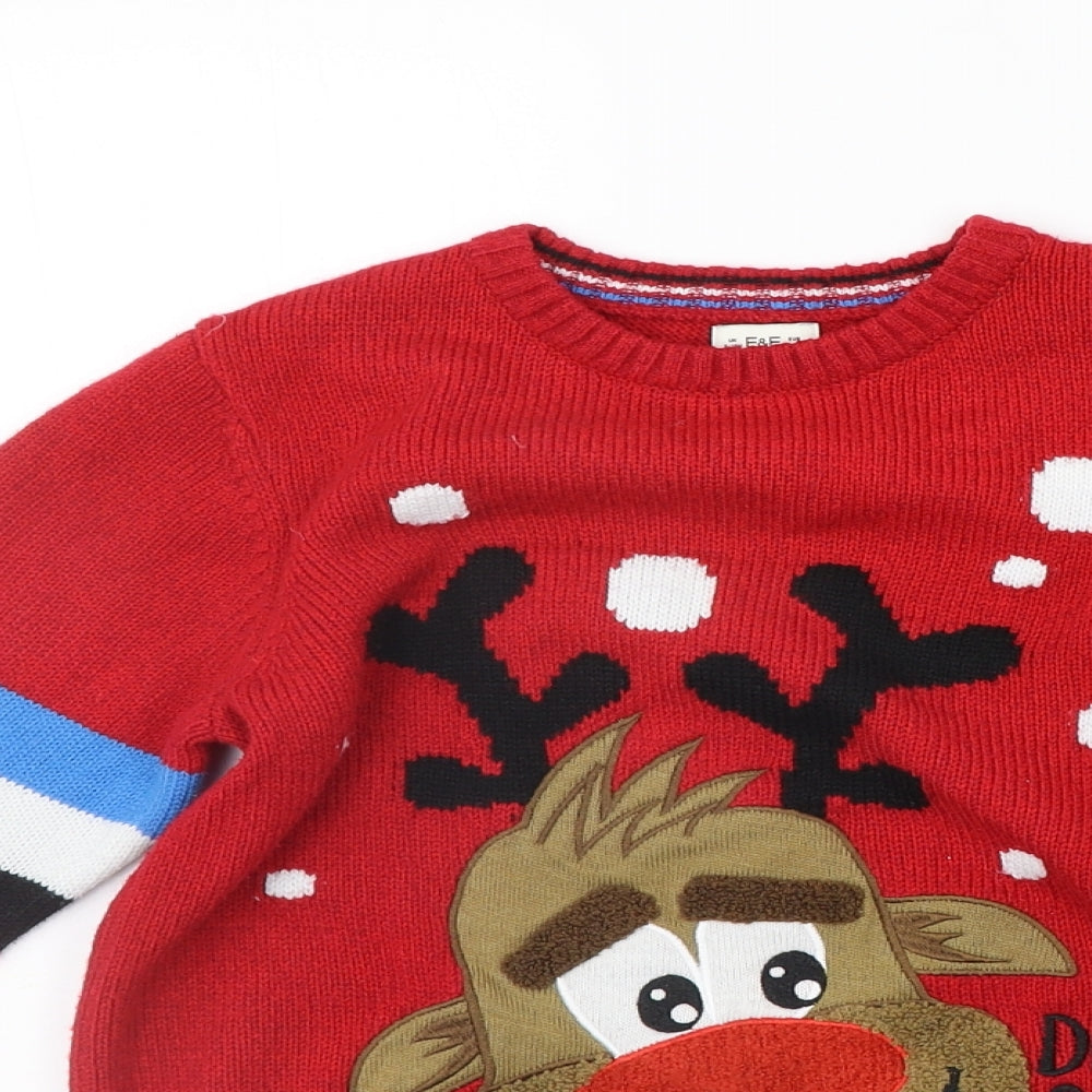 F&F Boys Red   Pullover Jumper Size 9-10 Years  - christams