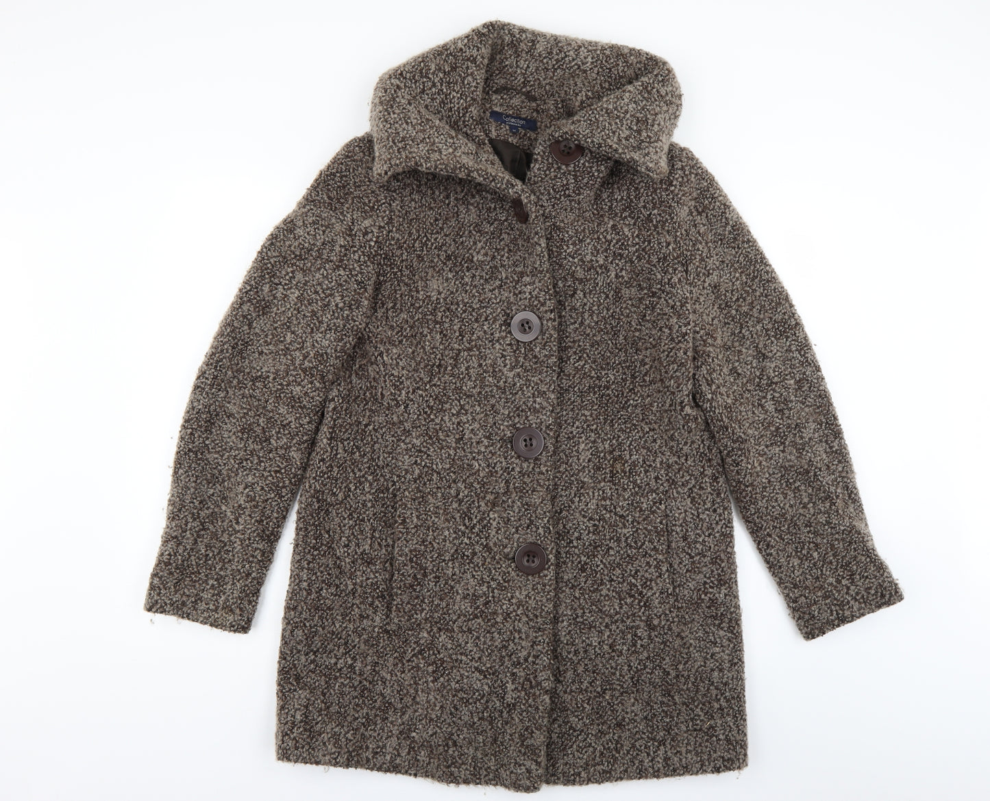 Debenhams Womens Brown  Knit Overcoat Coat Size 16