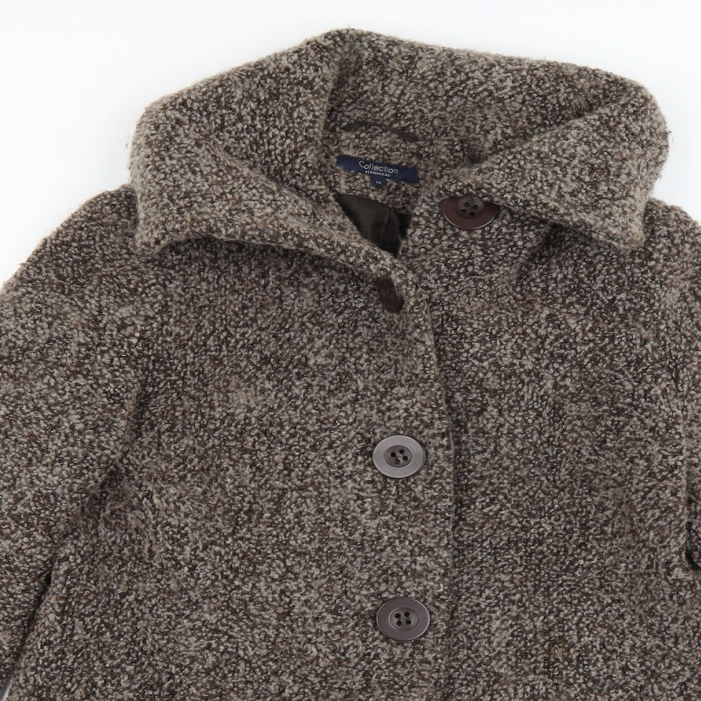Debenhams Womens Brown  Knit Overcoat Coat Size 16