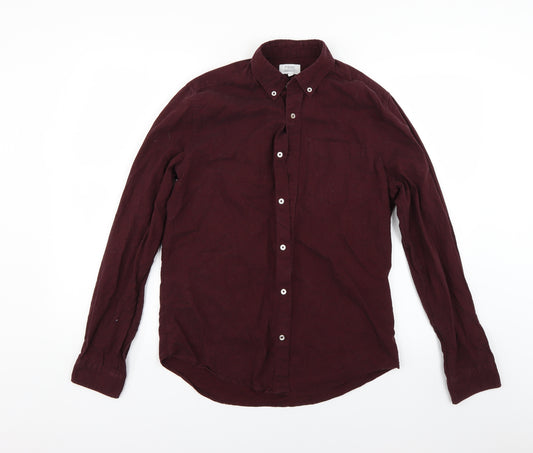 Front view of Next men’s red button-up, size S