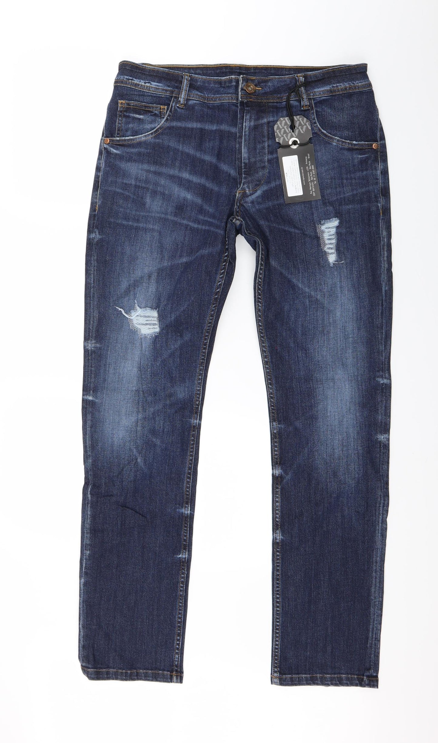 Vicuncha Mens Blue  Denim Straight Jeans Size 32 in L30 in