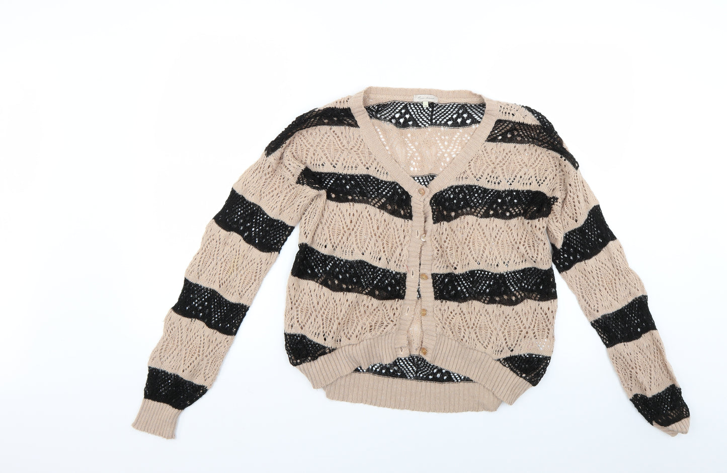 River Island Womens Brown Striped Knit Cardigan Jumper Size 10