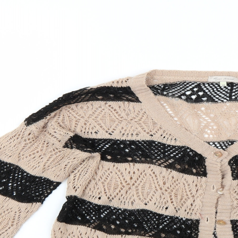 River Island Womens Brown Striped Knit Cardigan Jumper Size 10