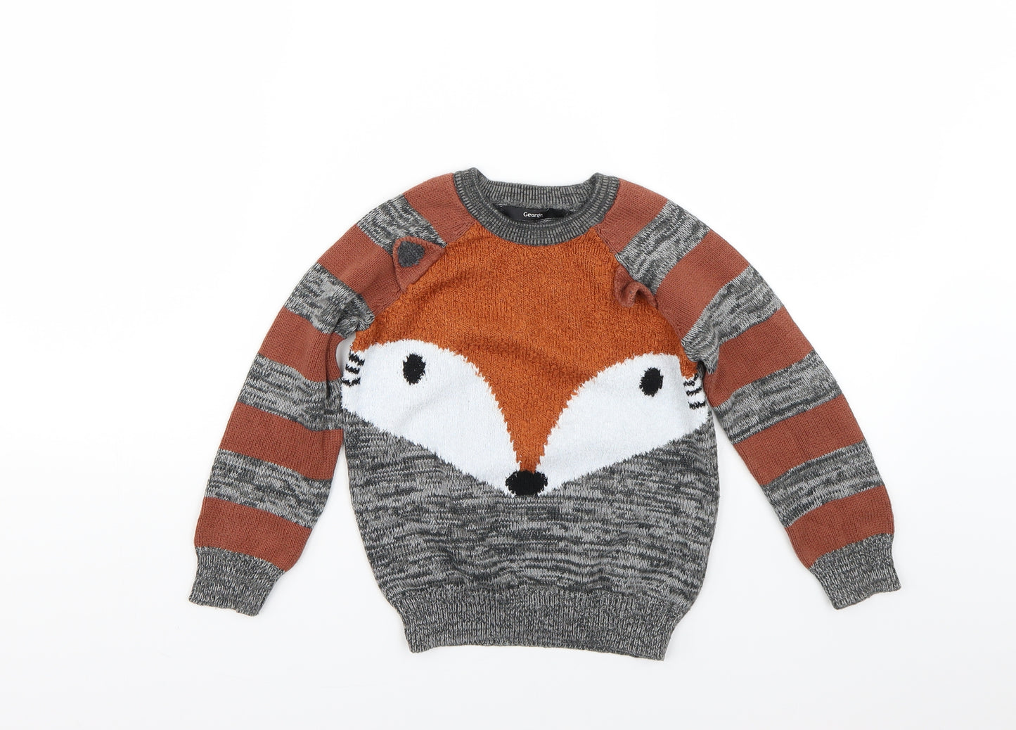 George Boys Brown   Pullover Jumper Size 2-3 Years  - Animal Print