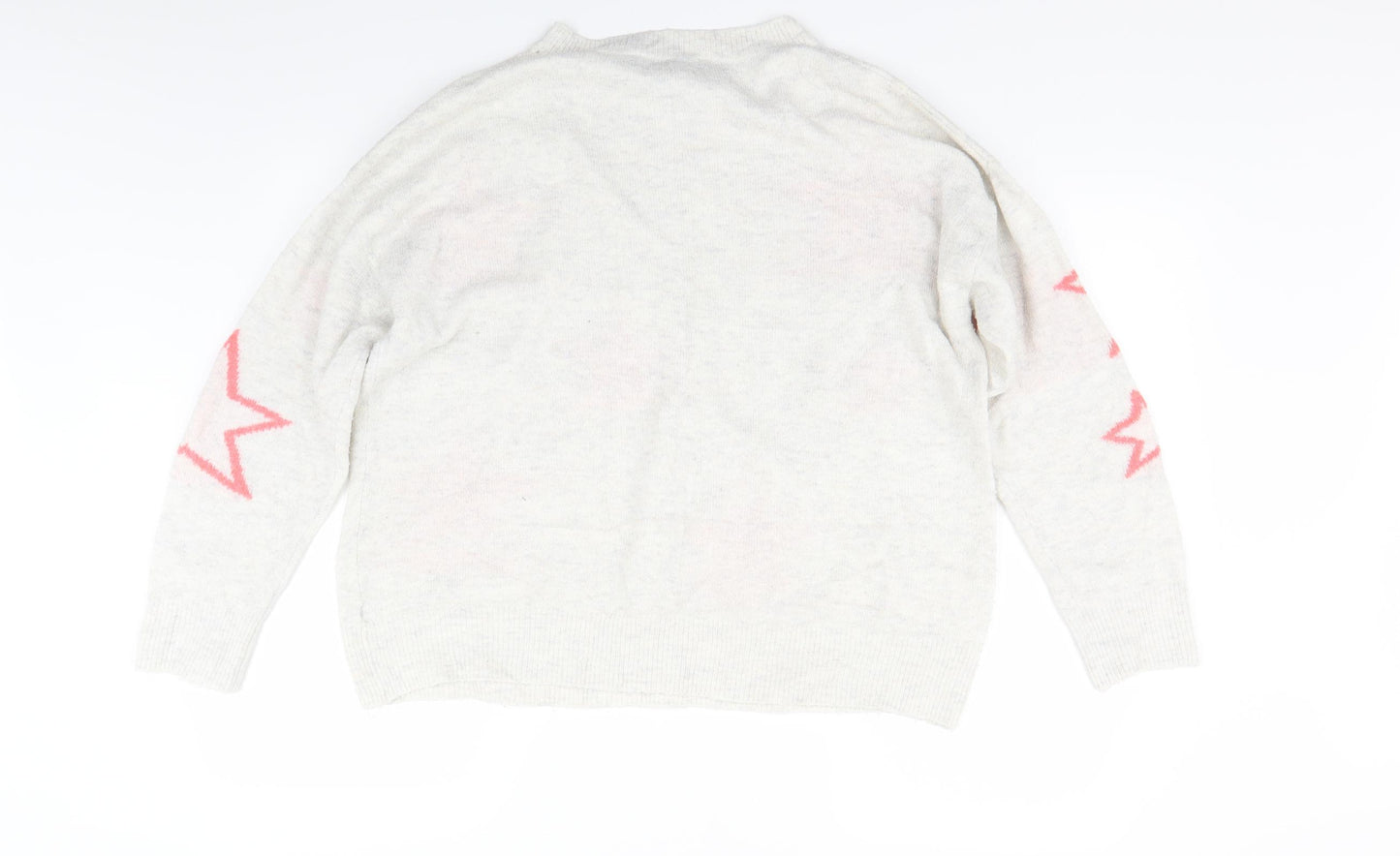 F&F Womens Beige  Knit Pullover Jumper Size 12  - Star print