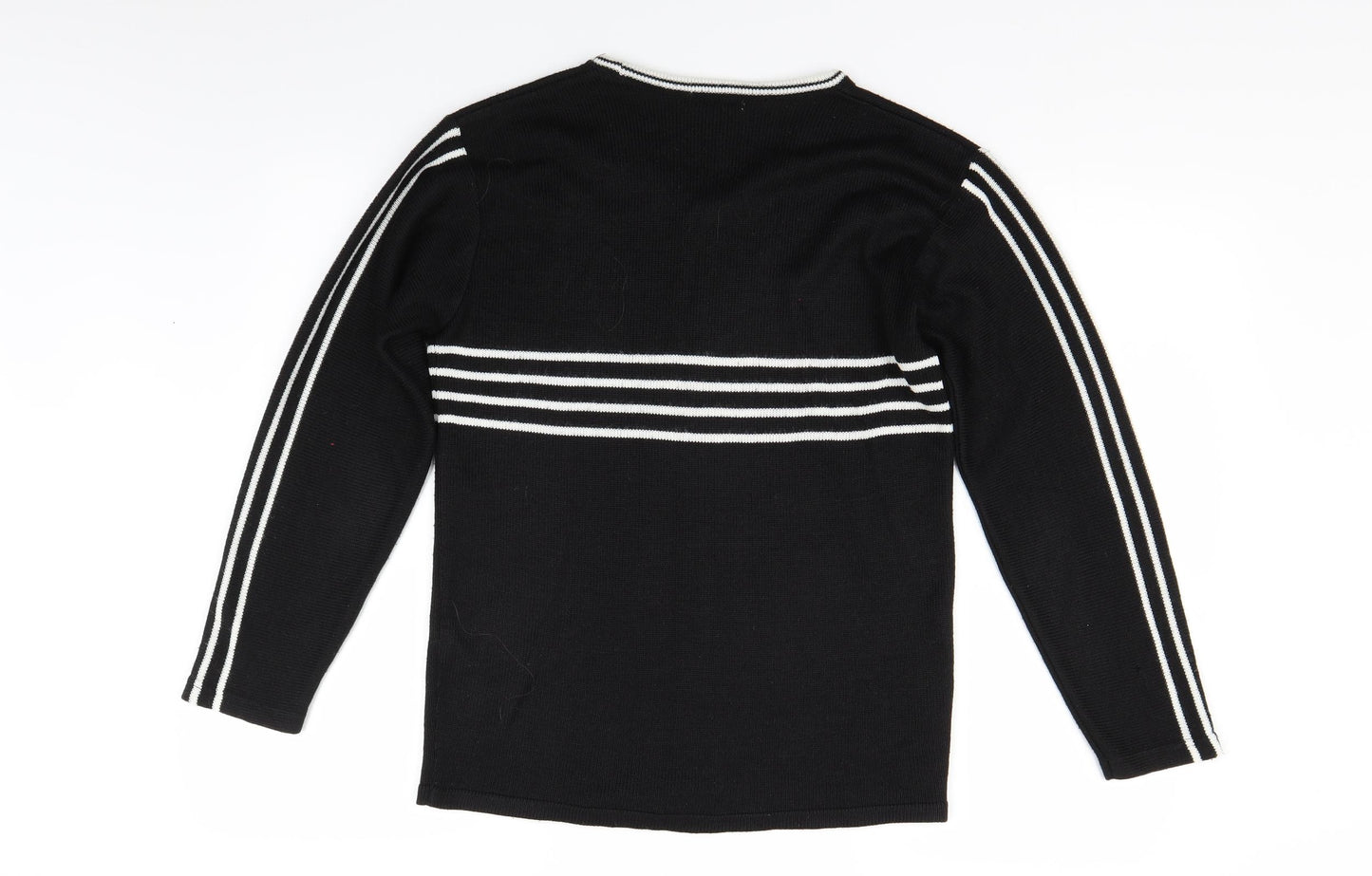 Paragon Womens Black Striped Knit Pullover Jumper Size M